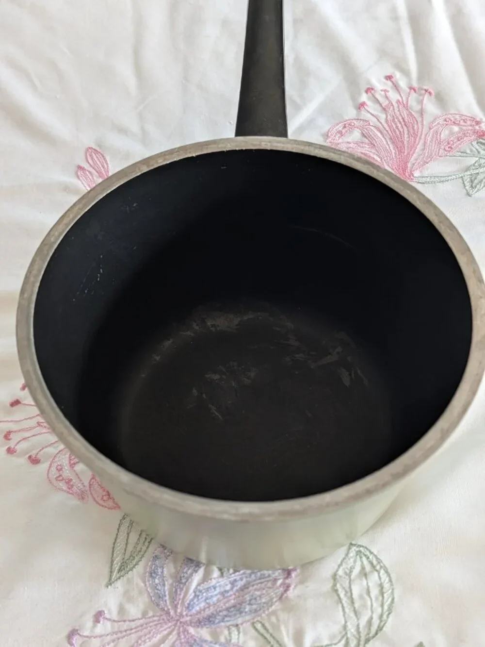 VTG Regal Ware Avocado Green Cast Pot w/ Fire-King Green Tulip Flower Lid MCM